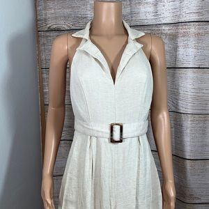 Cream jumpsuit with open back